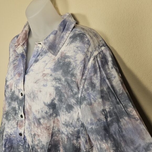 True Craft Tie Dye Blouse Plus Size 1X XL Hippie Beachy Cotton Relaxed Loose - Picture 5 of 15